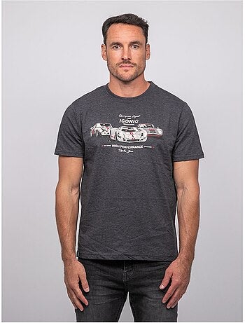 T-shirt a maniche corte in cotone con stampa auto da corsa jigator