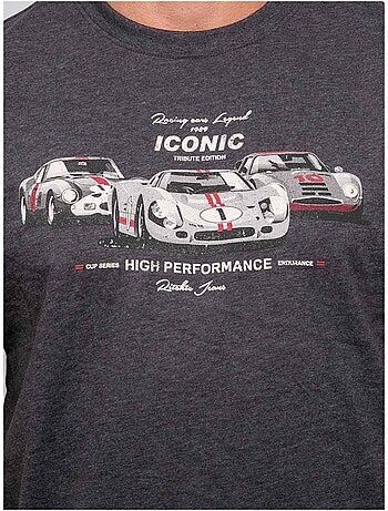T-shirt a maniche corte in cotone con stampa auto da corsa jigator