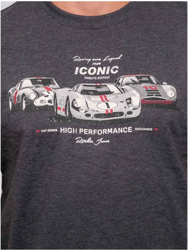 T-shirt a maniche corte in cotone con stampa auto da corsa jigator Grigio - Kiabi