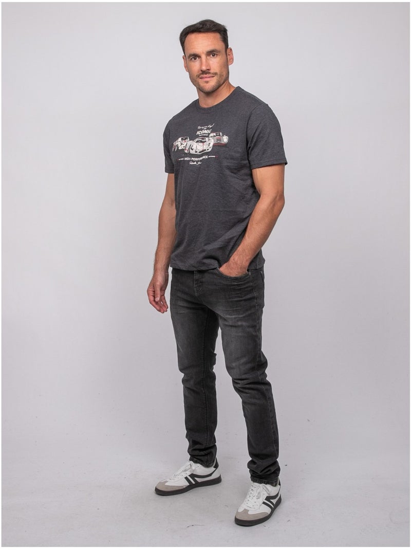 T-shirt a maniche corte in cotone con stampa auto da corsa jigator Grigio - Kiabi
