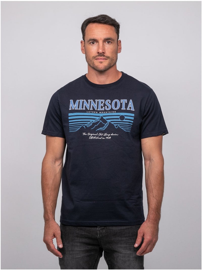 T-shirt a maniche corte in cotone con stampa montagna jampago Blu marino - Kiabi