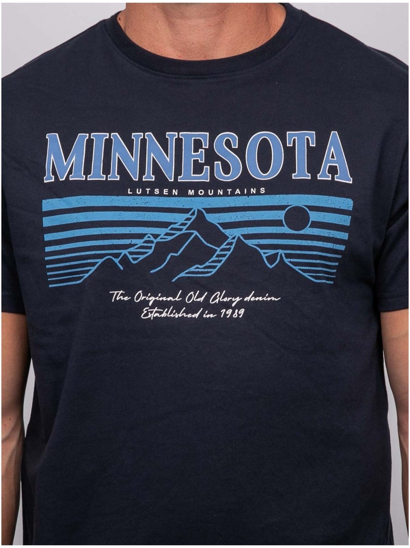 T-shirt a maniche corte in cotone con stampa montagna jampago Blu marino - Kiabi