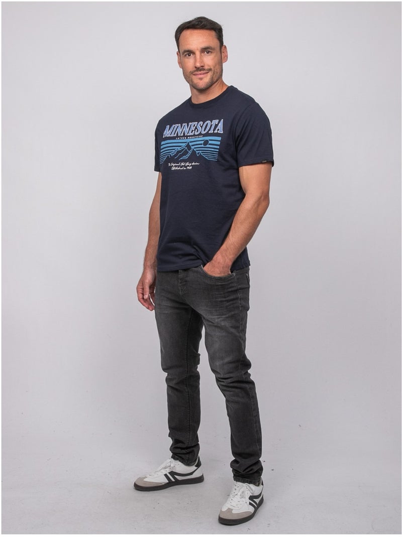T-shirt a maniche corte in cotone con stampa montagna jampago Blu marino - Kiabi