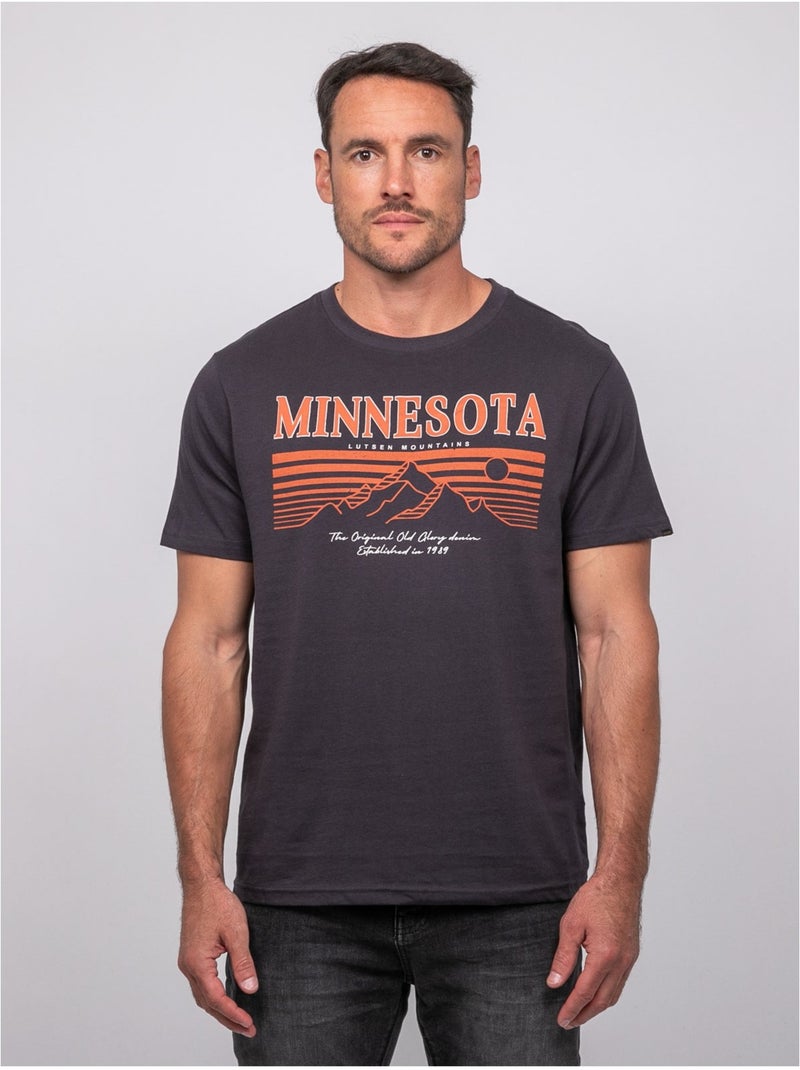 T-shirt a maniche corte in cotone con stampa montagna jampago Grigio scuro - Kiabi