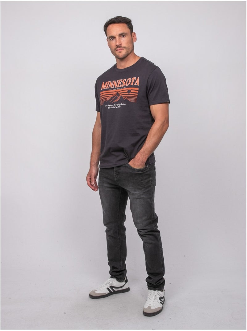 T-shirt a maniche corte in cotone con stampa montagna jampago Grigio scuro - Kiabi