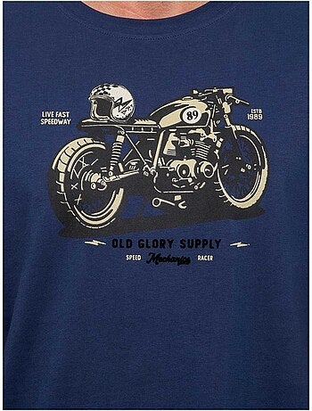 T-shirt a maniche corte in cotone con stampa moto jatoulo