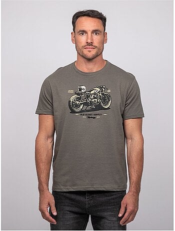 T-shirt a maniche corte in cotone con stampa moto jatoulo