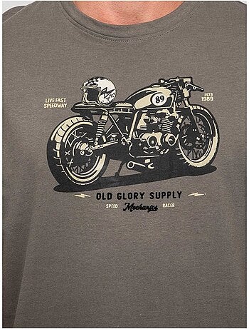 T-shirt a maniche corte in cotone con stampa moto jatoulo