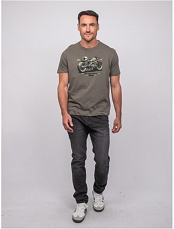 T-shirt a maniche corte in cotone con stampa moto jatoulo