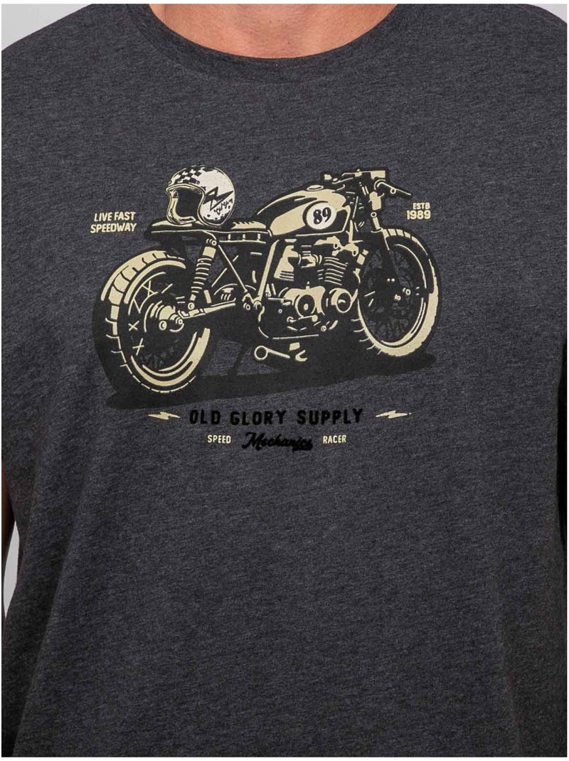 T-shirt a maniche corte in cotone con stampa moto jatoulo Grigio - Kiabi