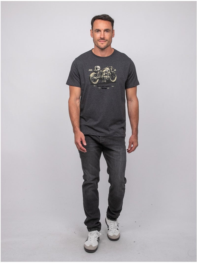 T-shirt a maniche corte in cotone con stampa moto jatoulo Grigio - Kiabi
