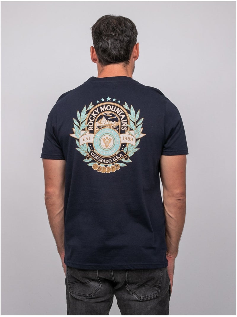 T-shirt a maniche corte in cotone con stampa sul retro jargus Blu marino - Kiabi