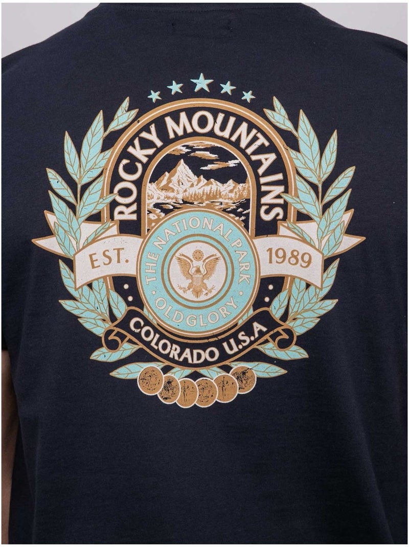 T-shirt a maniche corte in cotone con stampa sul retro jargus Blu marino - Kiabi