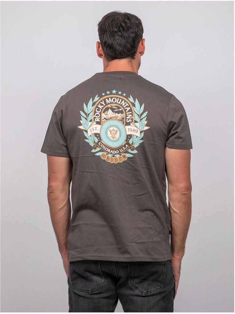 T-shirt a maniche corte in cotone con stampa sul retro jargus Cachi - Kiabi