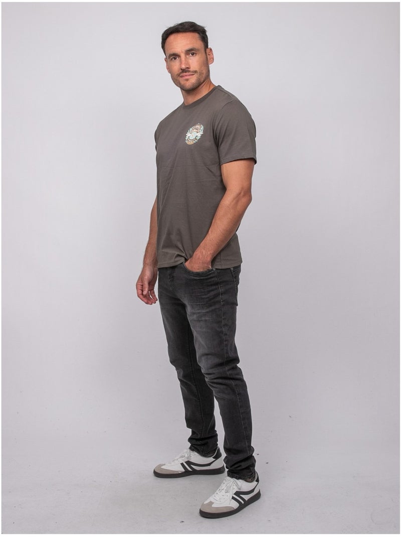 T-shirt a maniche corte in cotone con stampa sul retro jargus Cachi - Kiabi