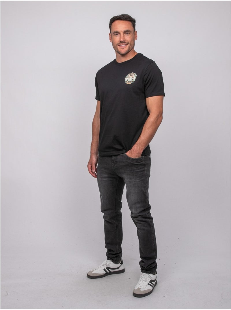 T-shirt a maniche corte in cotone con stampa sul retro jargus Nero - Kiabi