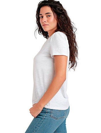 T-shirt a maniche corte in guipure slub da donna ADMAS