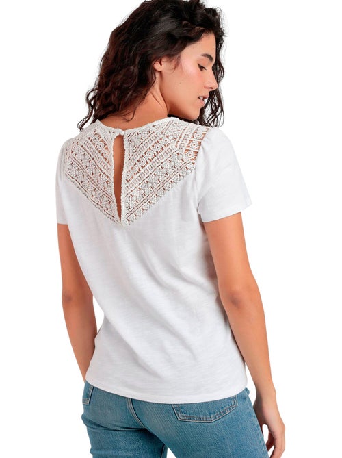 T-shirt a maniche corte in guipure slub da donna ADMAS - Kiabi