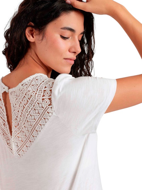 T-shirt a maniche corte in guipure slub da donna ADMAS - Kiabi