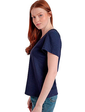 T-shirt a maniche corte in guipure slub da donna ADMAS