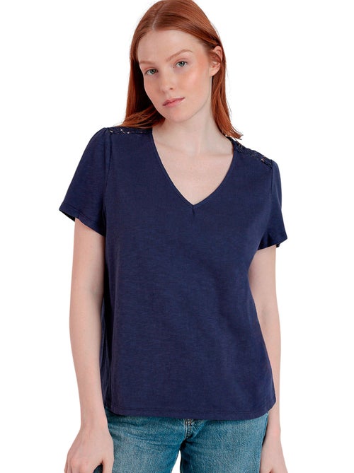 T-shirt a maniche corte in guipure slub da donna ADMAS - Kiabi