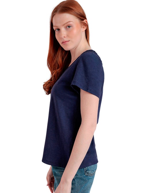 T-shirt a maniche corte in guipure slub da donna ADMAS - Kiabi