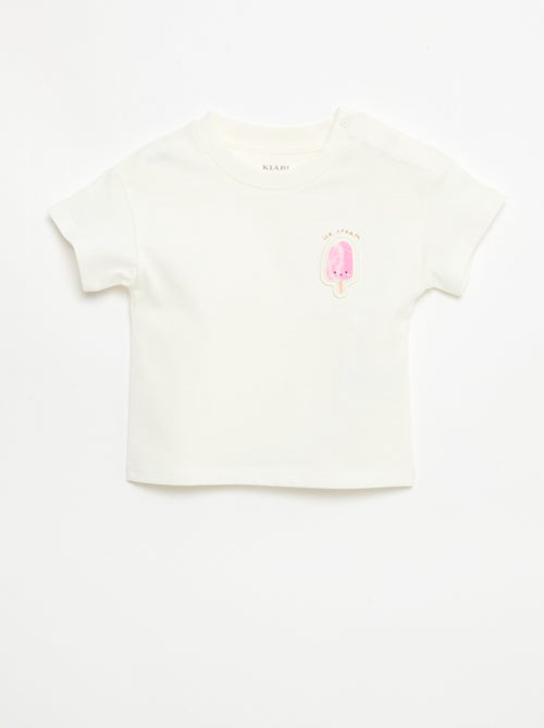 T-shirt a maniche corte in jersey di cotone con patch sul petto - Kiabi
