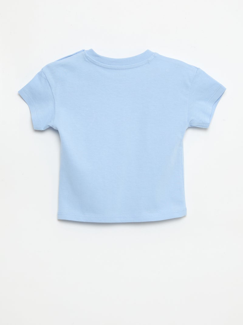 T-shirt a maniche corte in jersey di cotone con patch sul petto Blu - Kiabi