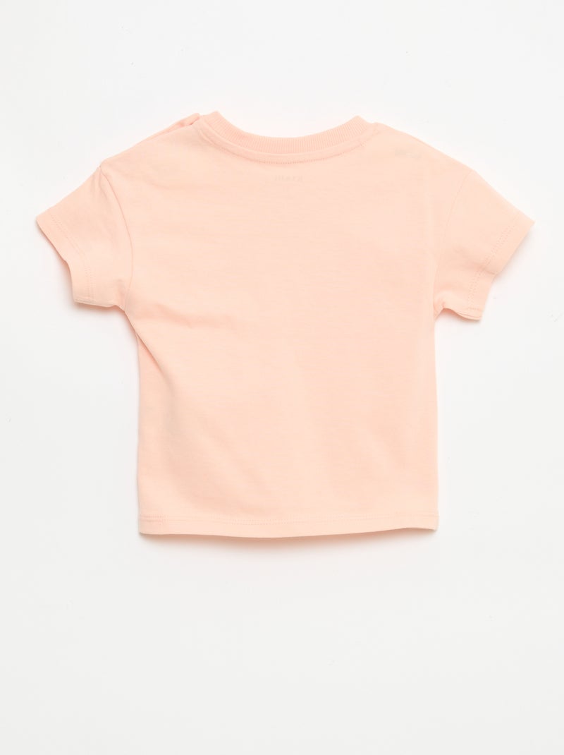 T-shirt a maniche corte in jersey di cotone con patch sul petto Rosa - Kiabi