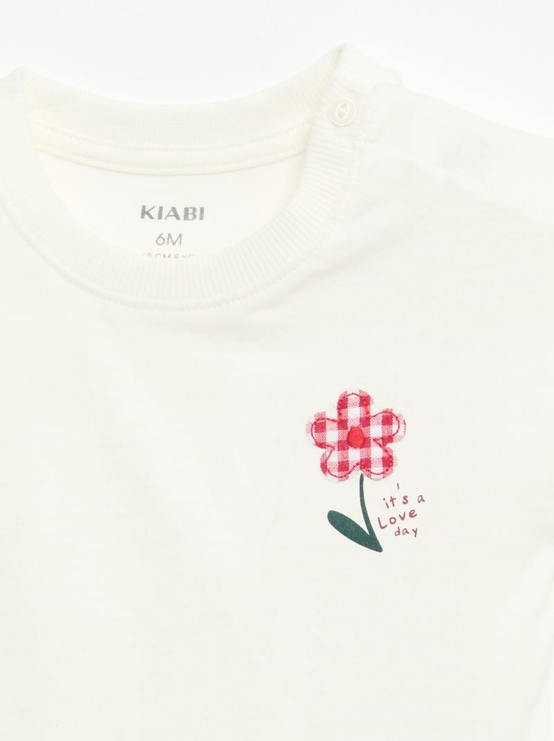 T-shirt a maniche corte in jersey di cotone con patch sul petto Rosso - Kiabi