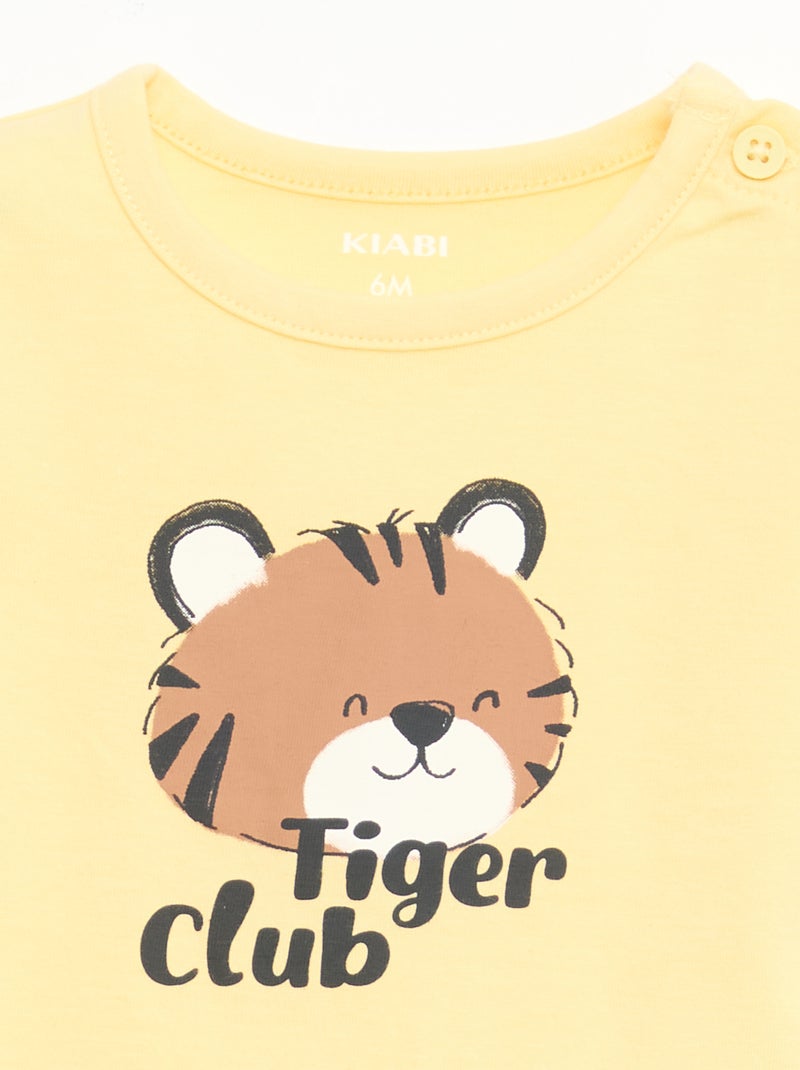 T-shirt a maniche corte in jersey di cotone Giallo - Kiabi