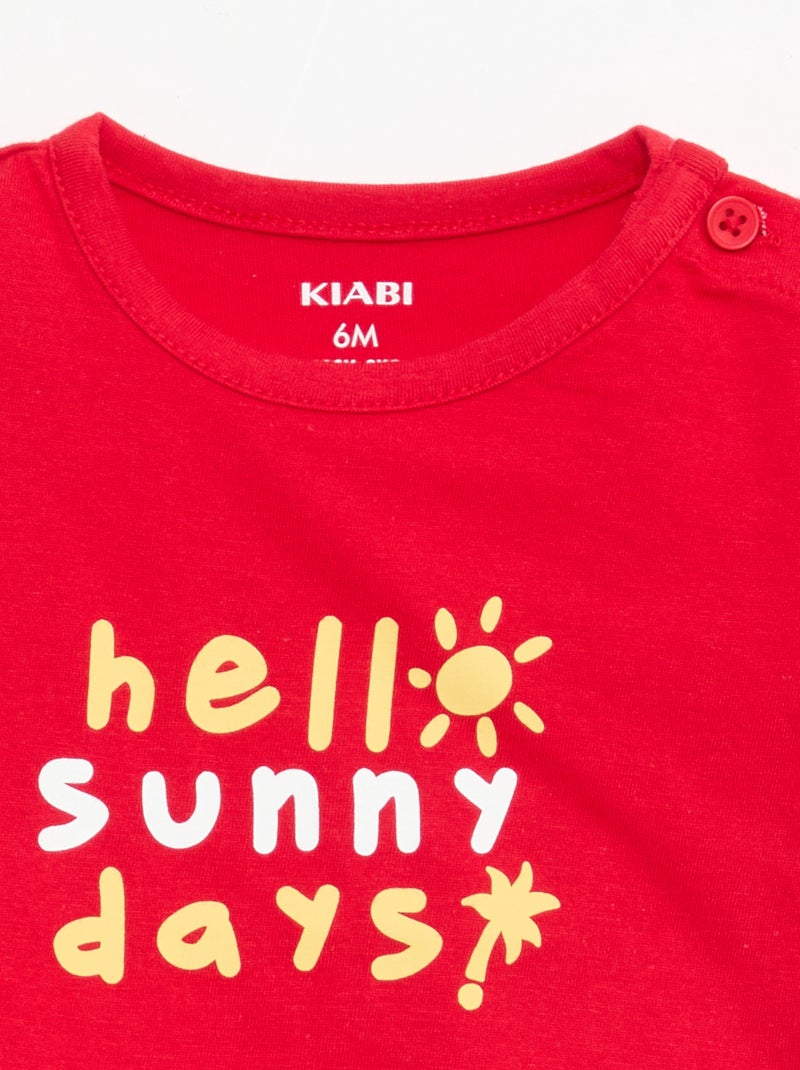 T-shirt a maniche corte in jersey di cotone Rosso - Kiabi