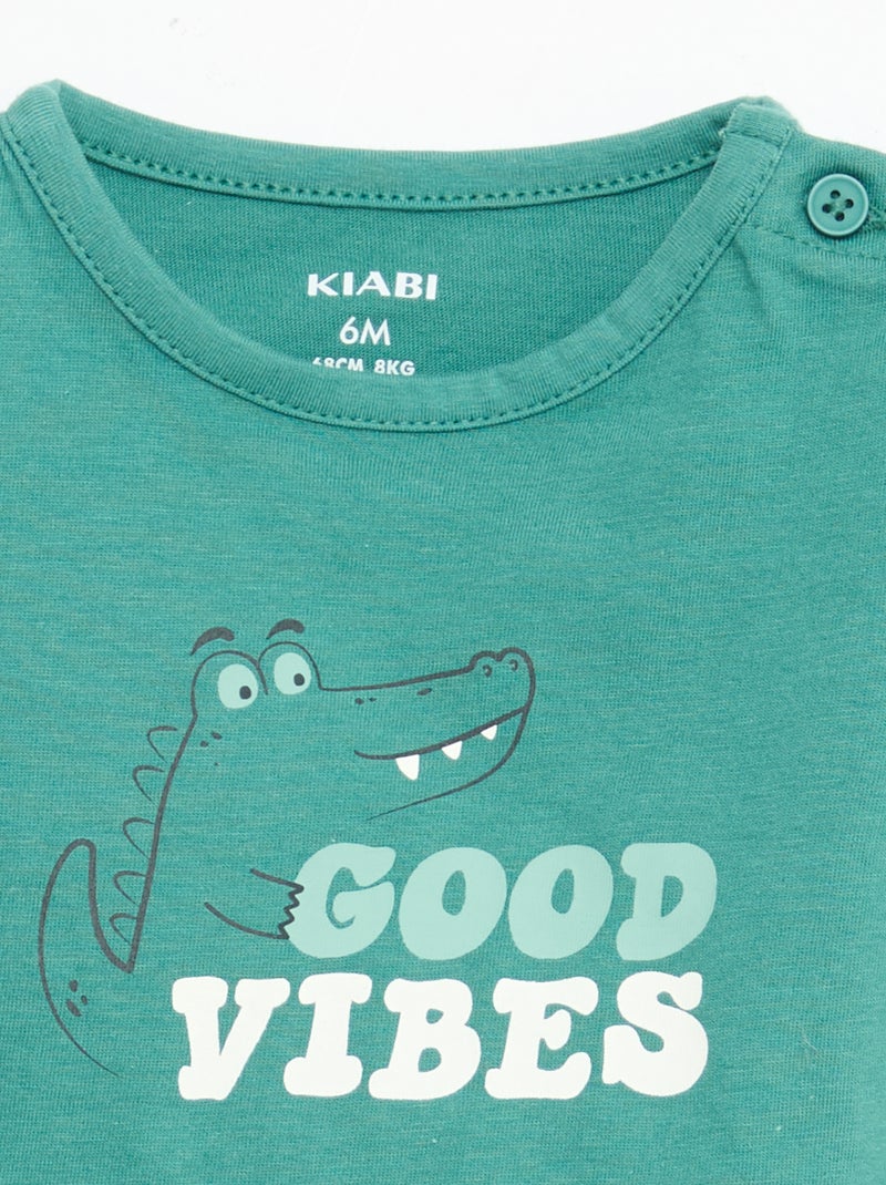 T-shirt a maniche corte in jersey di cotone Verde - Kiabi