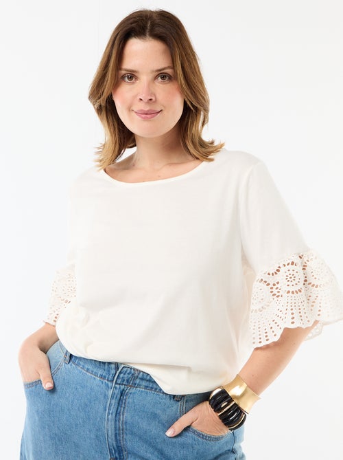 T-shirt a maniche corte in macramè - Kiabi