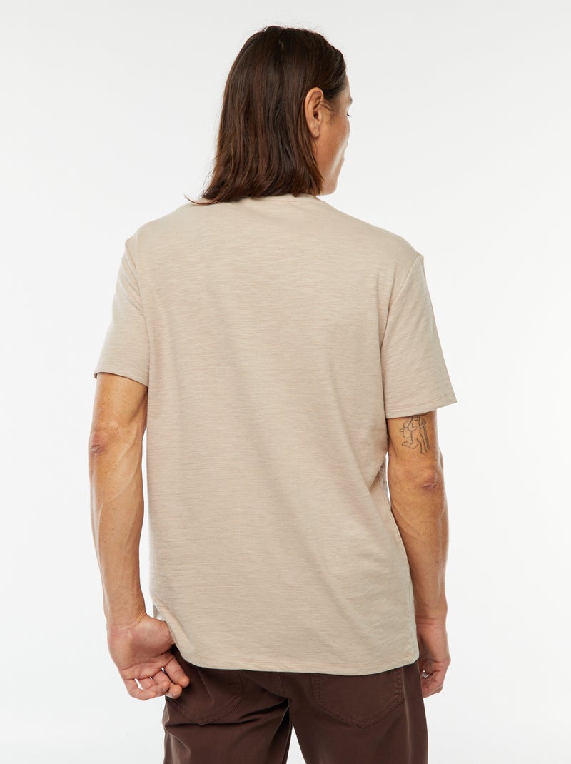 T-shirt a maniche corte in maglia fantasia beige - Kiabi