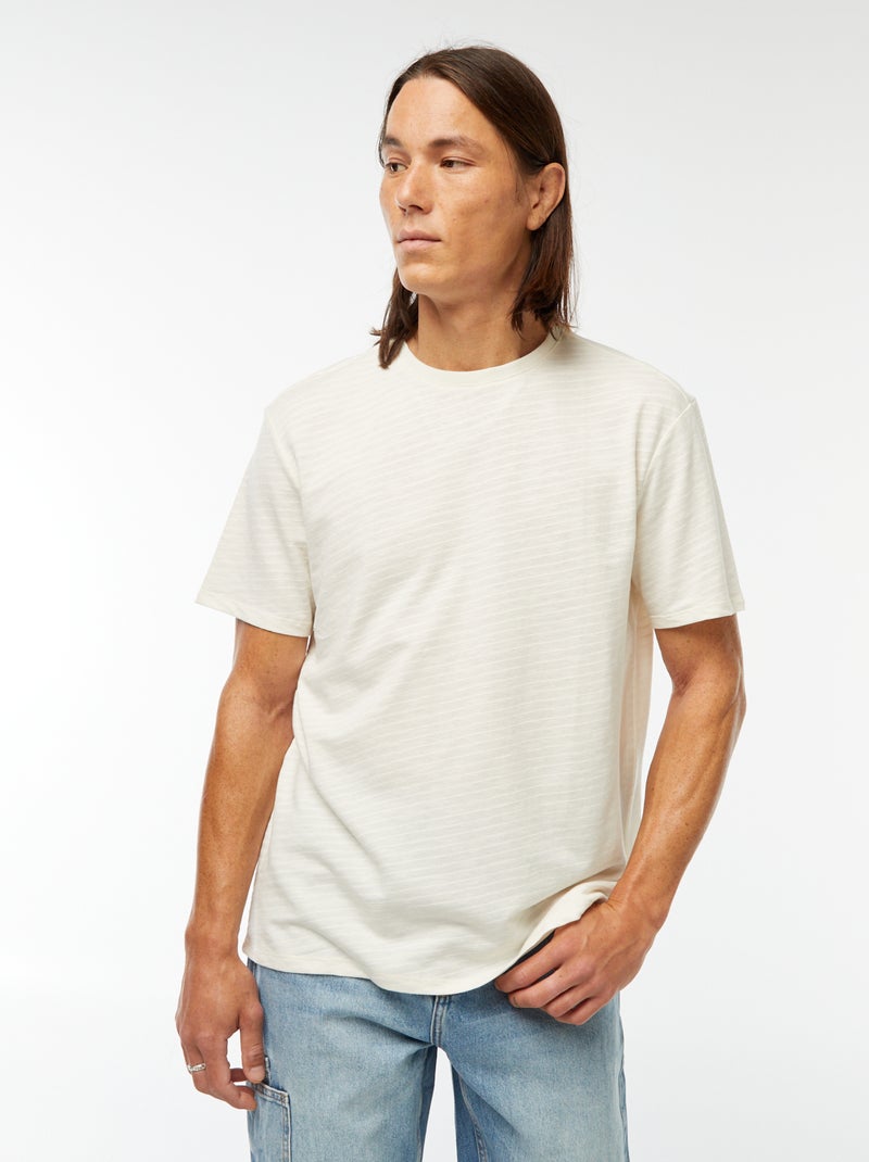 T-shirt a maniche corte in maglia fantasia Bianco - Kiabi