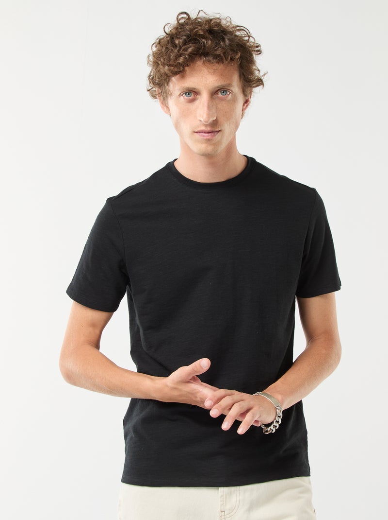 T-shirt a maniche corte in maglia fantasia nero - Kiabi