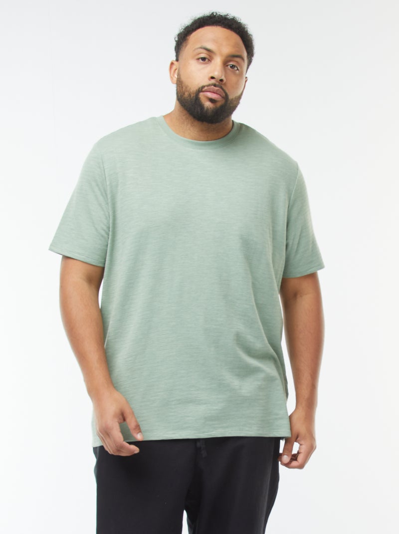 T-shirt a maniche corte in maglia testurizzata Verde - Kiabi