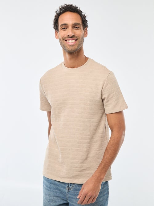 T-shirt a maniche corte in maglia waffle - Kiabi