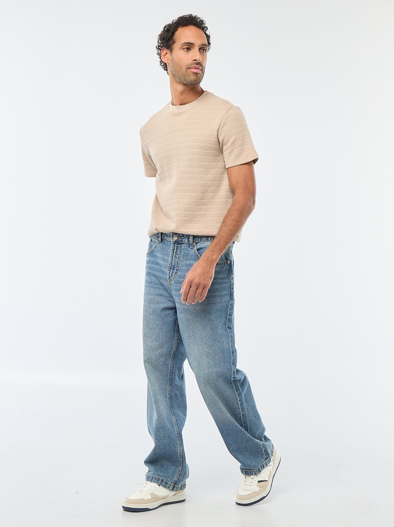 T-shirt a maniche corte in maglia waffle Beige - Kiabi
