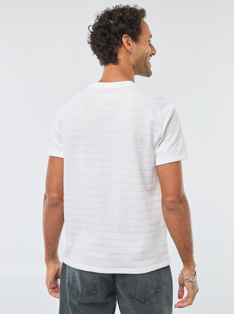 T-shirt a maniche corte in maglia waffle Bianco - Kiabi
