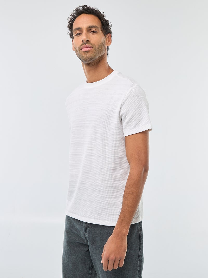 T-shirt a maniche corte in maglia waffle Bianco - Kiabi