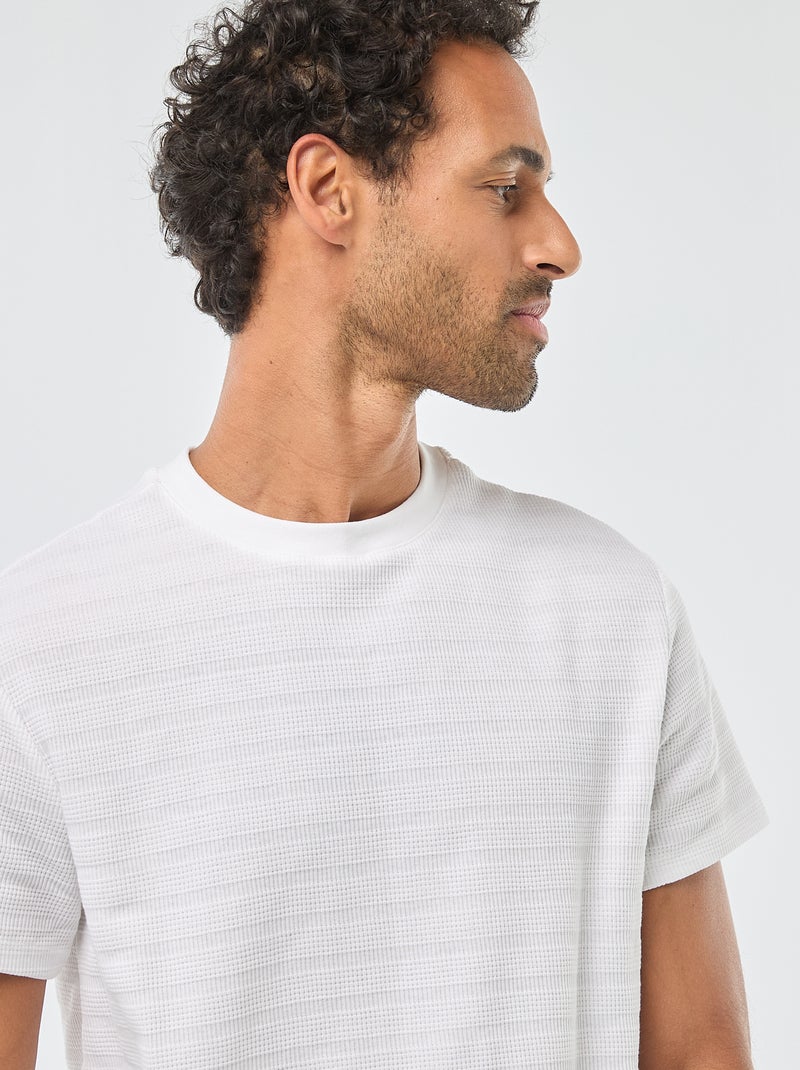 T-shirt a maniche corte in maglia waffle Bianco - Kiabi