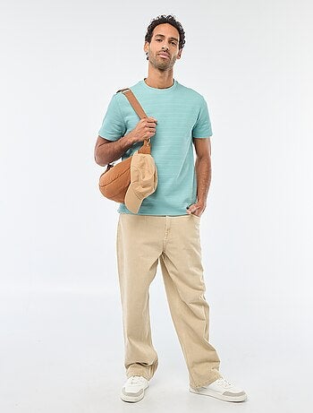 T-shirt a maniche corte in maglia waffle