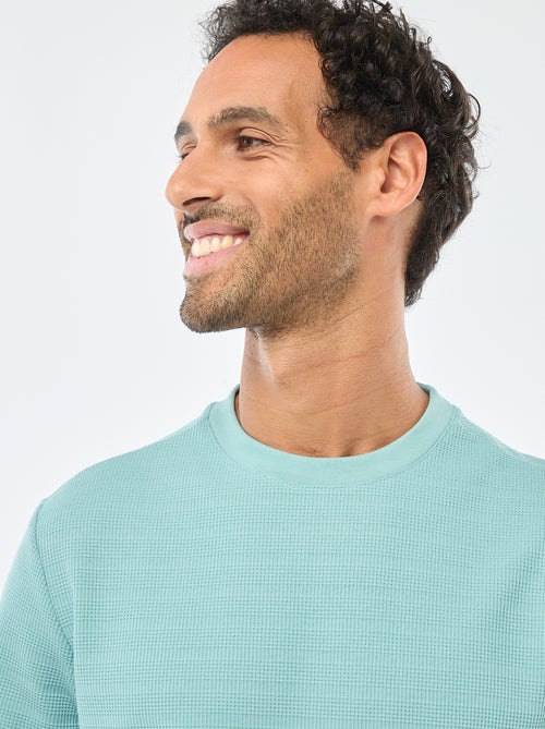 T-shirt a maniche corte in maglia waffle - Kiabi