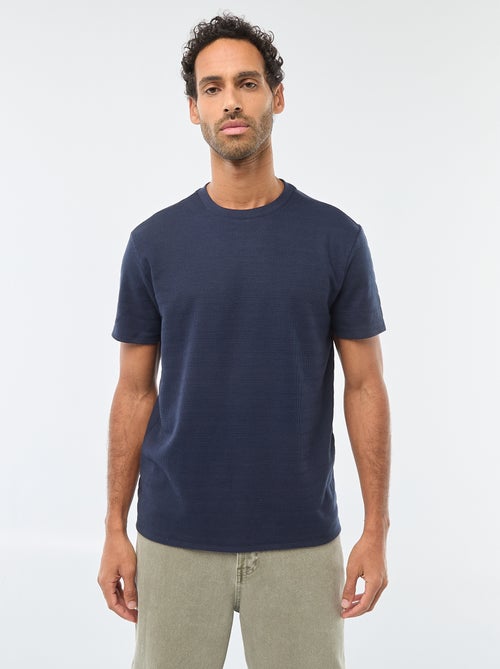 T-shirt a maniche corte in maglia waffle - Kiabi