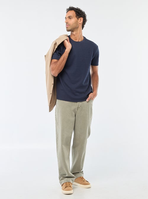 T-shirt a maniche corte in maglia waffle - Kiabi