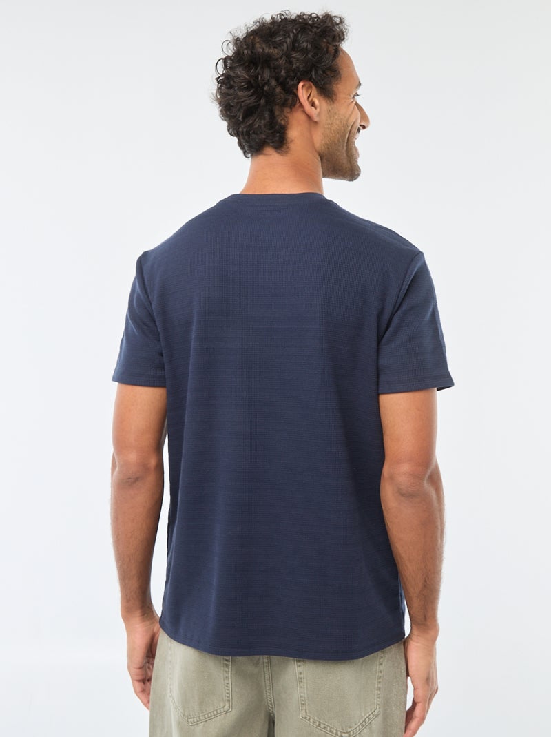 T-shirt a maniche corte in maglia waffle Blu - Kiabi