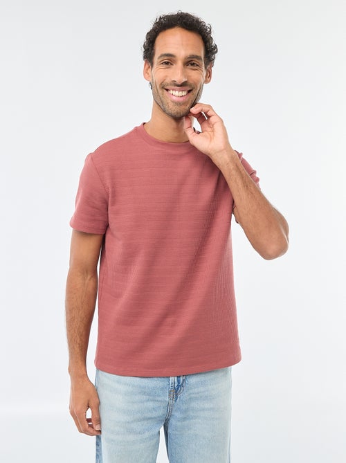 T-shirt a maniche corte in maglia waffle - Kiabi