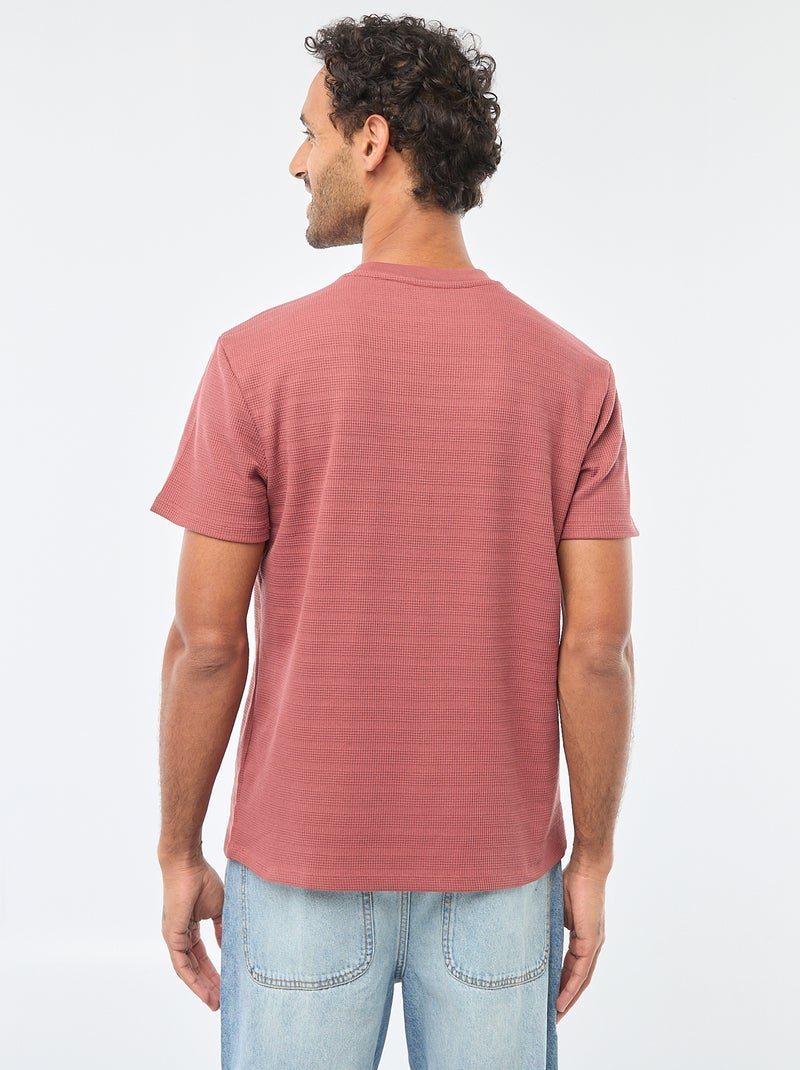 T-shirt a maniche corte in maglia waffle Rosso - Kiabi